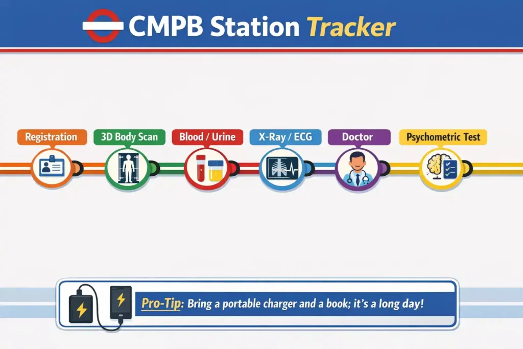 Medical screening stations at CMPB or Pre-Enlistee