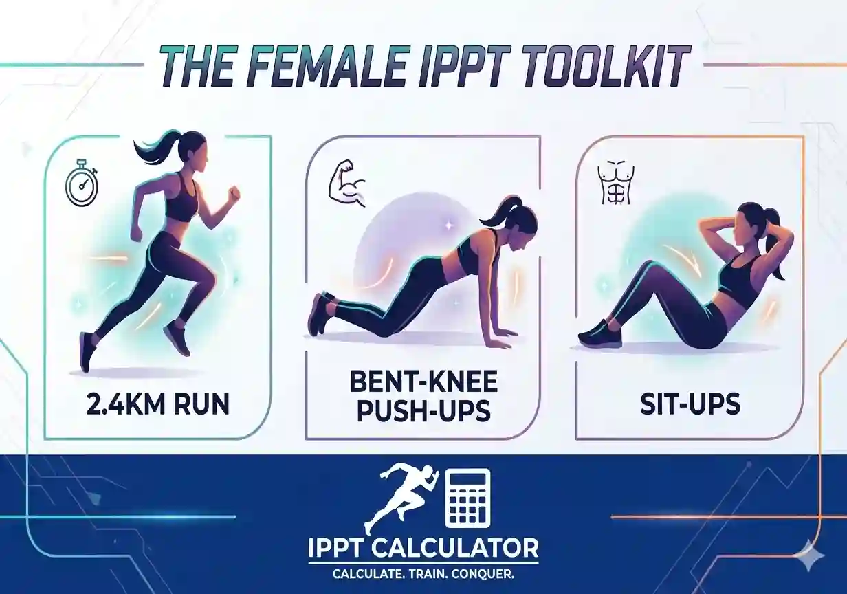 Picture illustrating the IPPT female toolkit